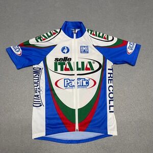 Santini SMS Cycling Jersey Mens Small Blue White Selle Italia Full Zip Italy